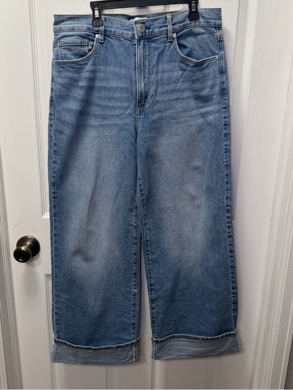 LOFT Outlet High-Rise Wide Leg Crop Jeans Size 29/8 Light Wash